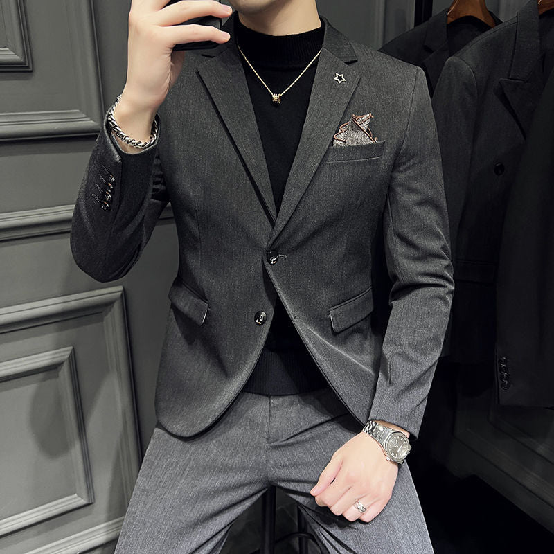 Suitable for dating work blind date fried street draping dotted striped suit suit men's slim fit small suit jacket 109