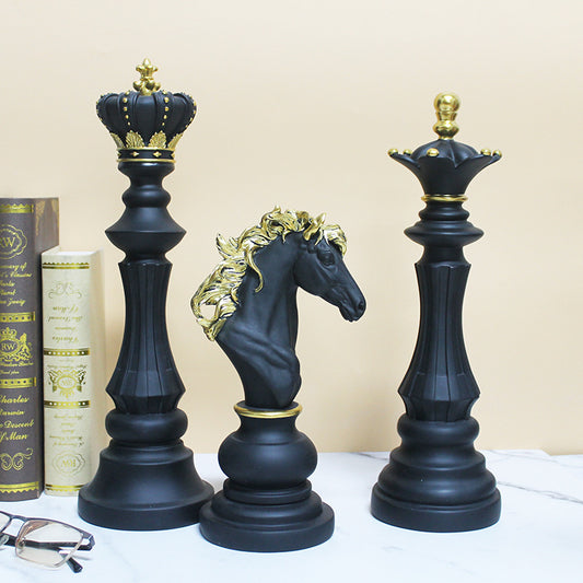Creative home decoration chess resin decoration window home decoration black white chess ornaments