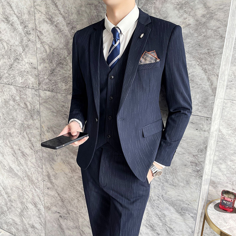 Suitable for dating work blind date fried street draping dotted striped suit suit men's slim fit small suit jacket 109
