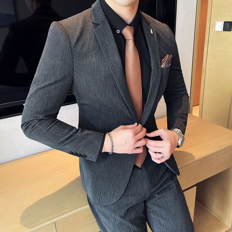 Suitable for dating work blind date fried street draping dotted striped suit suit men's slim fit small suit jacket 109