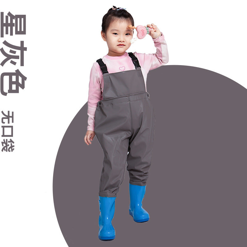 Ganhai Equipment Children's Playing Water Suit Wading Waterproof Pants Kindergarten Beach Fish Strap Rain Shoes Water Pants