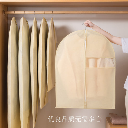 Non-woven Clothes Dust Cover Suit Cover Dust Bag Household Fully-enclosed Storage Cover Hanging Pocket