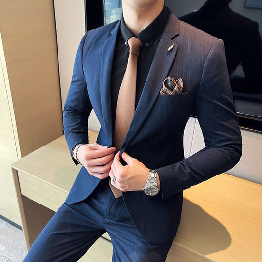Suitable for dating work blind date fried street draping dotted striped suit suit men's slim fit small suit jacket 109