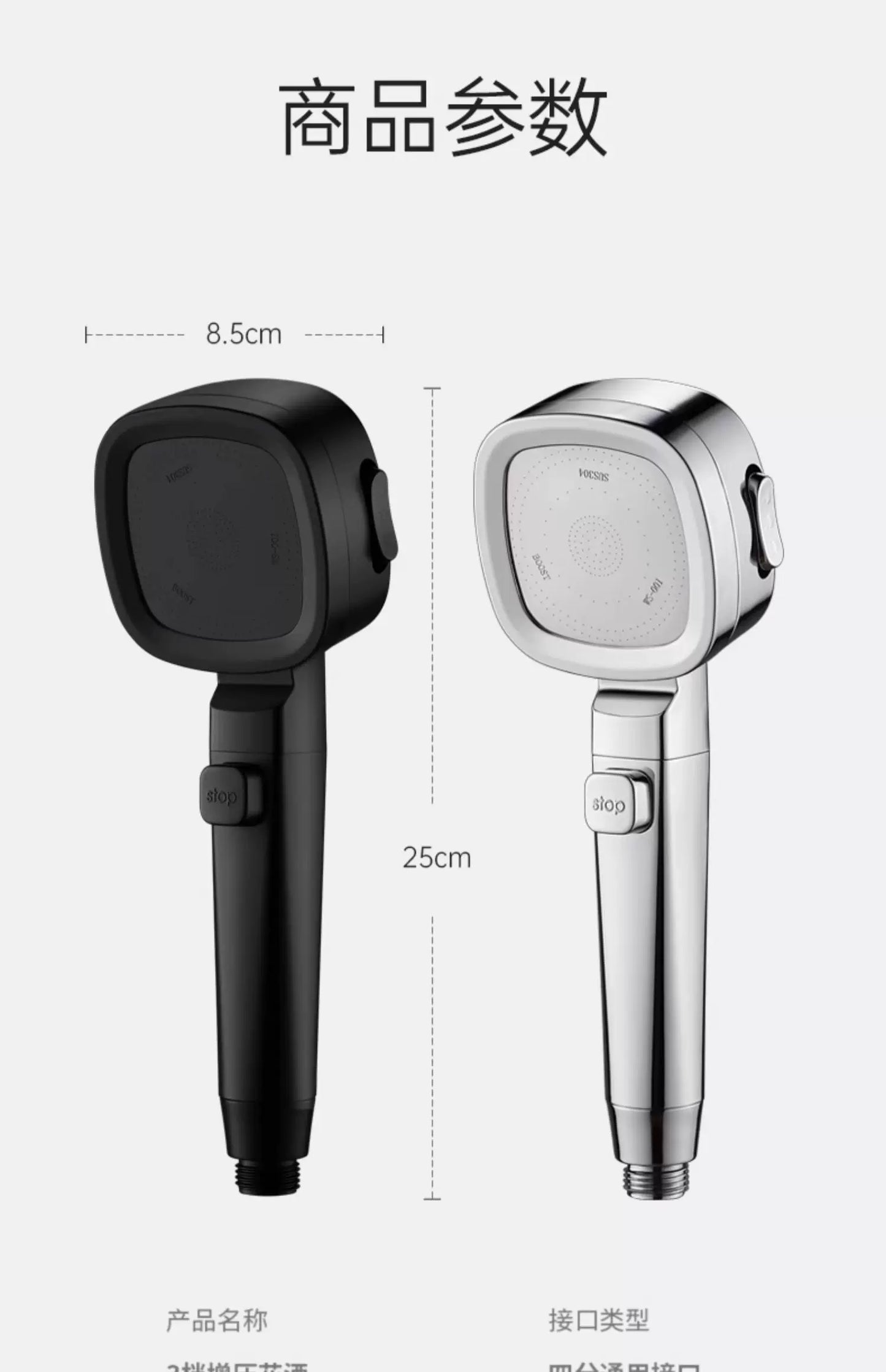 New 3 Modes High Pressure Shower Head Water Saving Shower Adjustable One-Key Stop Water Massage Sprayer Bathroom Accessories