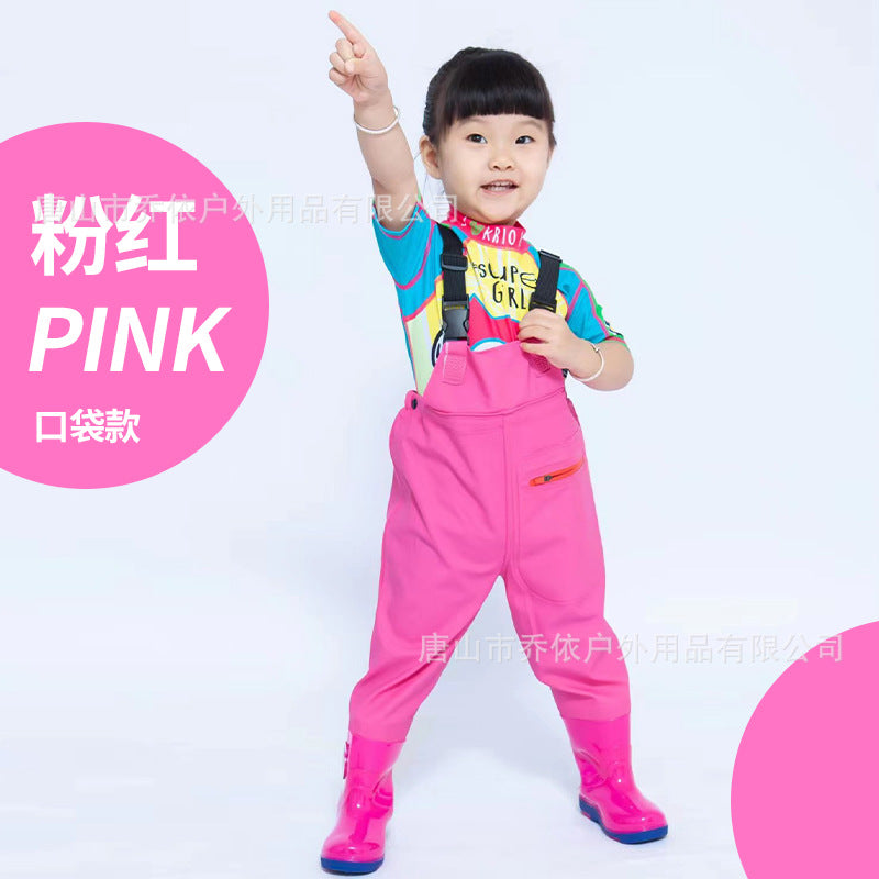 Ganhai Equipment Children's Playing Water Suit Wading Waterproof Pants Kindergarten Beach Fish Strap Rain Shoes Water Pants