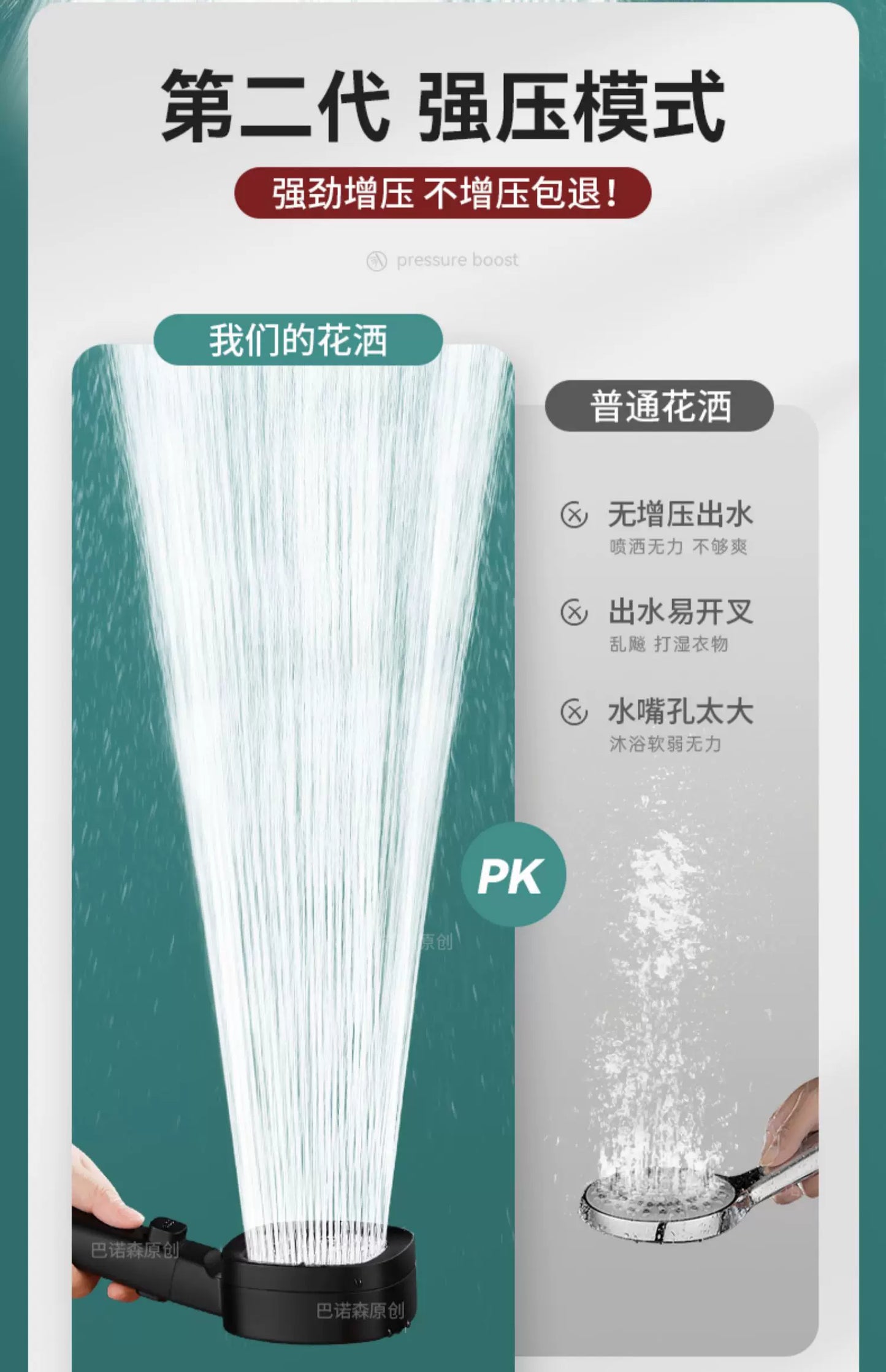 New 3 Modes High Pressure Shower Head Water Saving Shower Adjustable One-Key Stop Water Massage Sprayer Bathroom Accessories