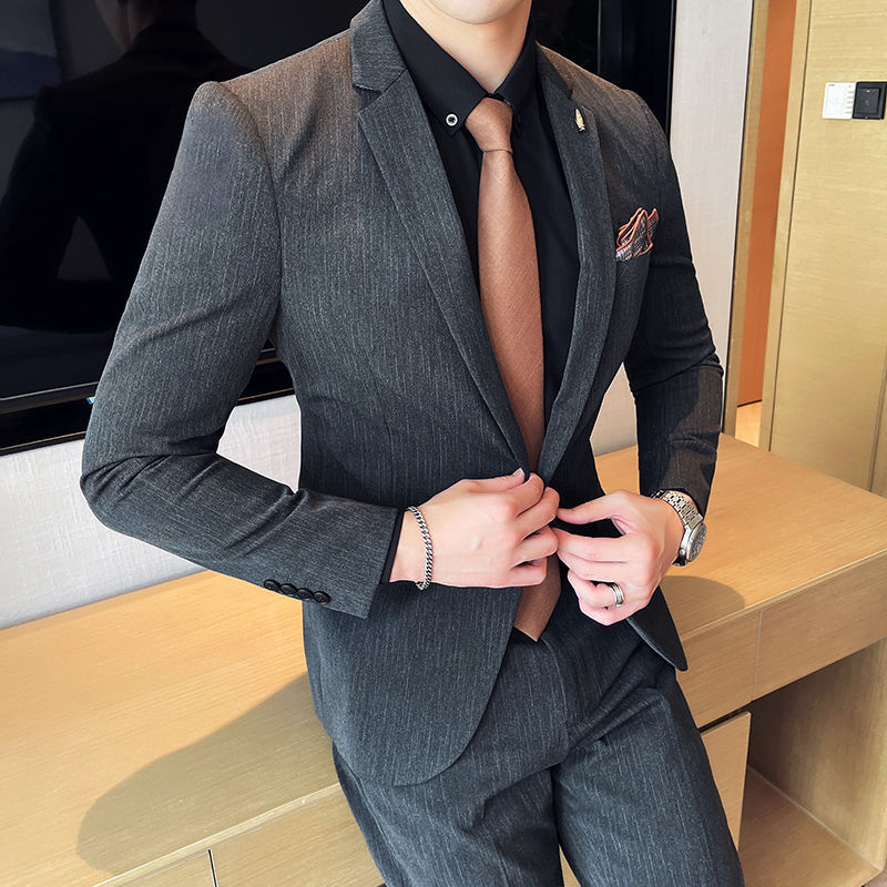Suitable for dating work blind date fried street draping dotted striped suit suit men's slim fit small suit jacket 109