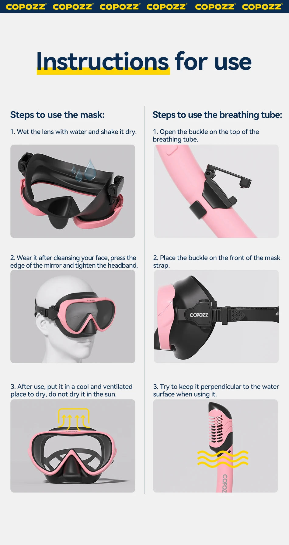 COPOZZ Professional  Diving Mask Full Vision Mask Underwater Snorkel Mask Set Swimming Snorkel HD Anti Fog Diving Equipment WardBoyzPROShop