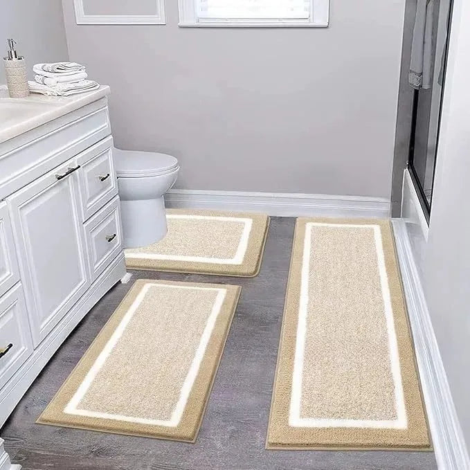 Washable Microfiber Bathroom Rugs Set 3pcs/set  Non Slip Absorbent Bath Mats for Bathroom Floor / Shower Mat/ Bathroom Rug/욕실 카펫