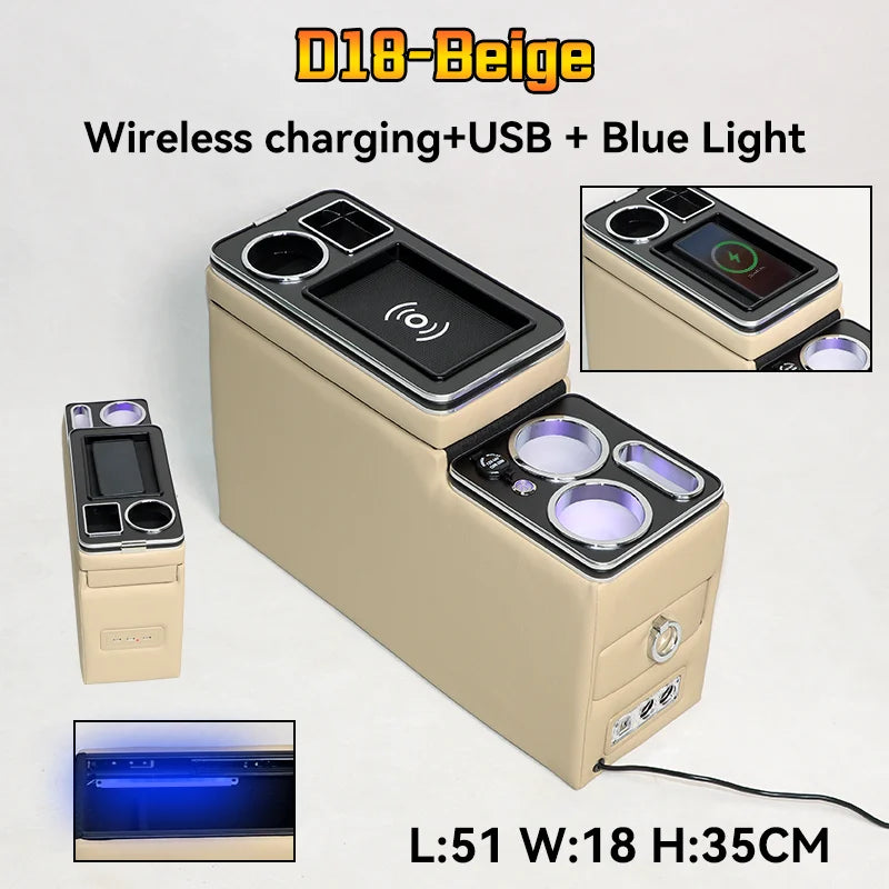For Ford Tourneo Custom Row Front Railing Box Set General Business Armrest Central Store Business Car Mobile Charge Usb