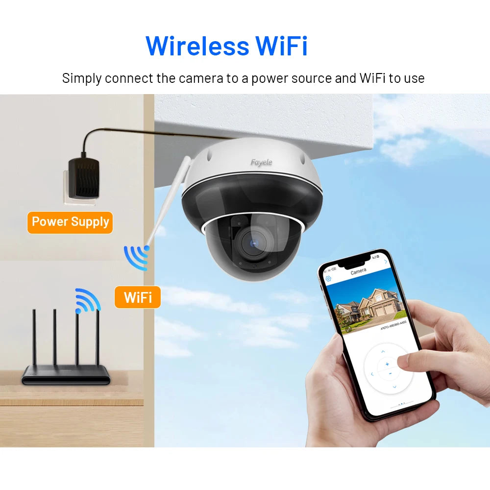 Security Dome 2.4/5 GHz WiFi PTZ Camera Outdoor 5MP Wireless IP Camera 5X Zoom Indoor Auto Tracking Infrared Night Vision 2-Way