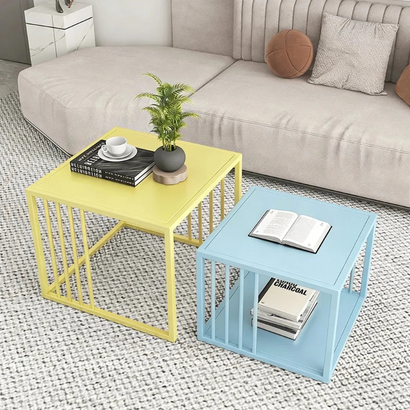 Hotel Living Room Tables Colorful Colorful Cute Nightstand Low Coffee Table Apartment Pink Muebles Dopamine Furniture