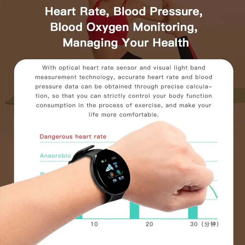 D18 Smart Watch Men Women Smartwatch Blood Pressure Waterproof Digital Watches Sports Fitness Tracker Watch for apple watch band WardBoyzPROShop