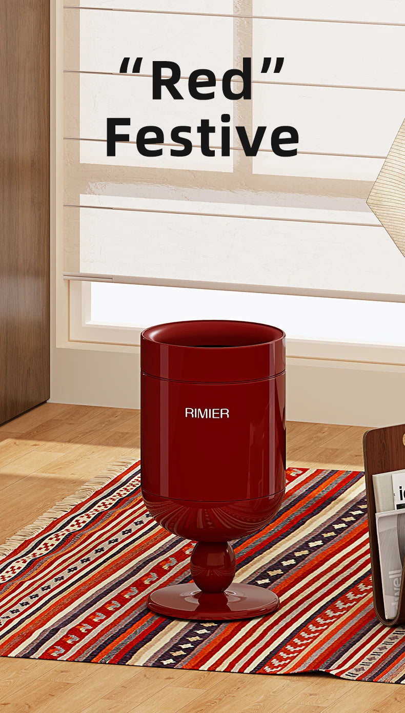 Living room trash can, high appearance, uncovered retro trash can, antique style paper basket，Bedroom trash can