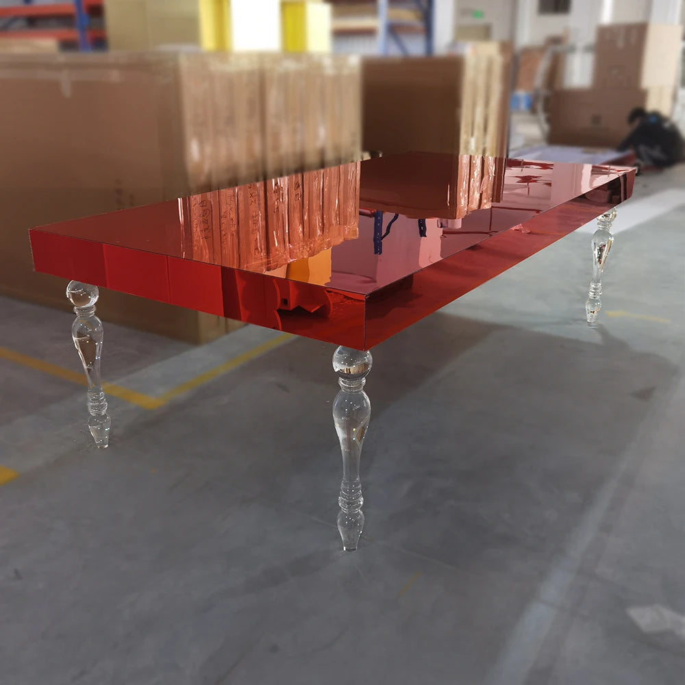 event party supplies metal wedding table with clear glass bridal and groom dining table