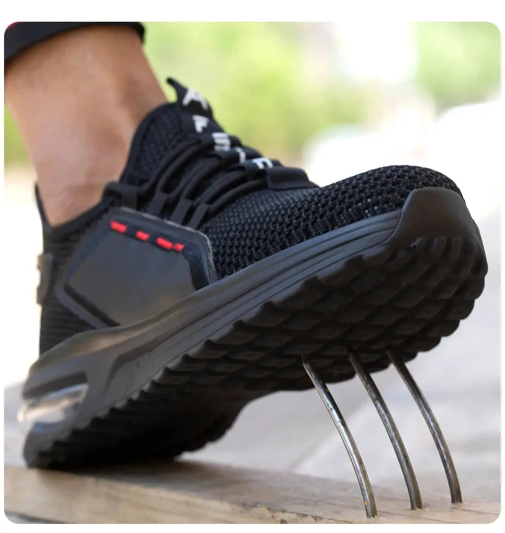 Men's Summer Mesh Safety Shoes Steel Toe Anti- Crush Breathable Lightweight Work Shoes Knitted Upper Kevlar Insertion Proof WardBoyzPROShop