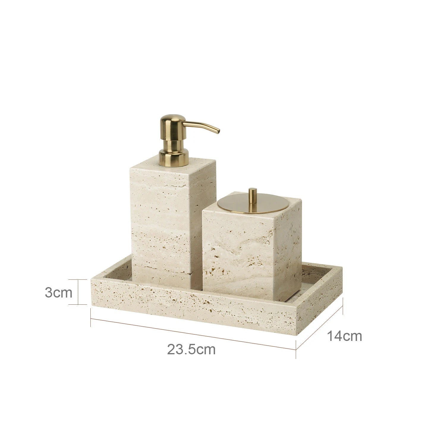 Travertine Bathroom Accessories Set Luxury Soap Dish Soap Dispenser Reed Diffuser Tissue Box Tray Bathroom Set