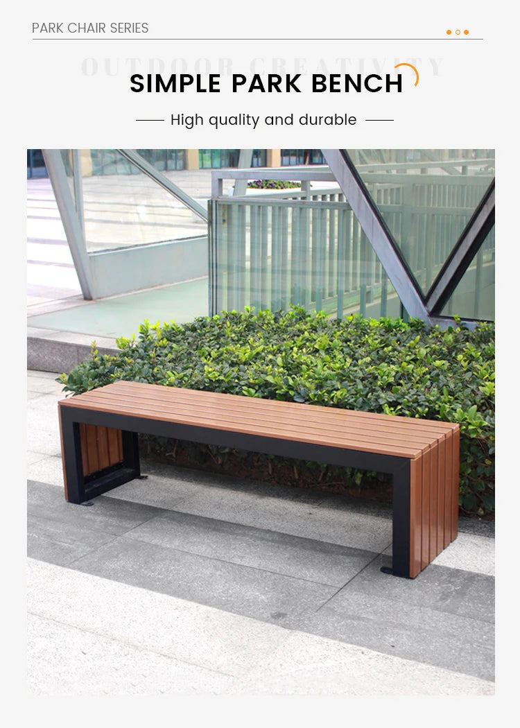 Modern Urban Furniture Garden Bench Stainless Steel Bench Park Seating Wooden Garden Outdoor Patio Stainless Steel Benches