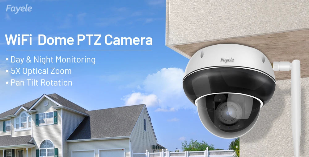 Security Dome 2.4/5 GHz WiFi PTZ Camera Outdoor 5MP Wireless IP Camera 5X Zoom Indoor Auto Tracking Infrared Night Vision 2-Way