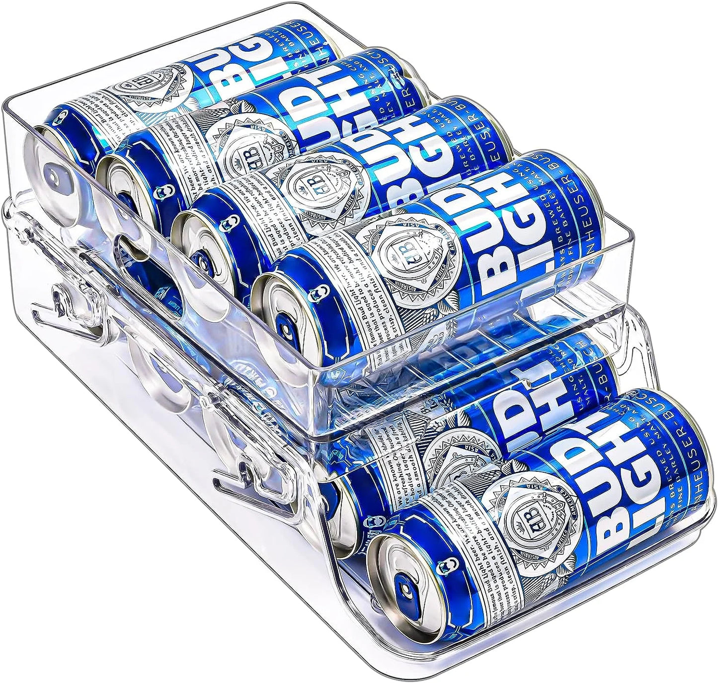 Refrigerator Can Drink Holder Storage Rolling Can Dispenser Pop Soda Can Organizer Bins Stackable 2 Tier Freezer Beverage Can Or