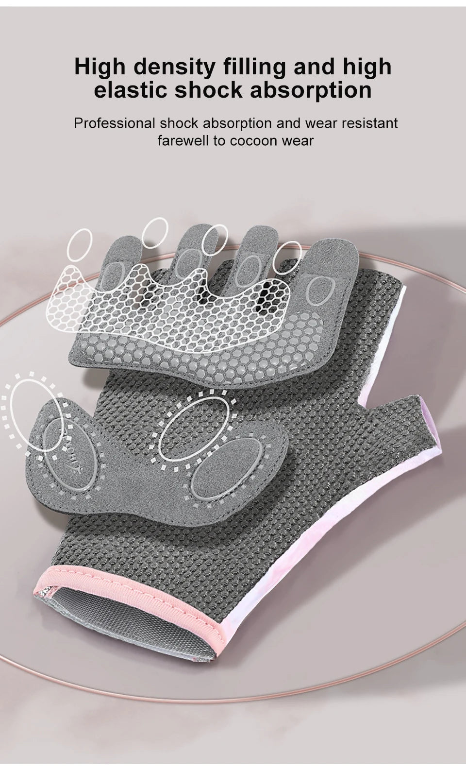 NOFOXO 1Pair Half-Finger Cycling Sports Gloves Women Breathable Anti-Slip Shock Absorbent Yoga Fitness Exercise Wear Resistant