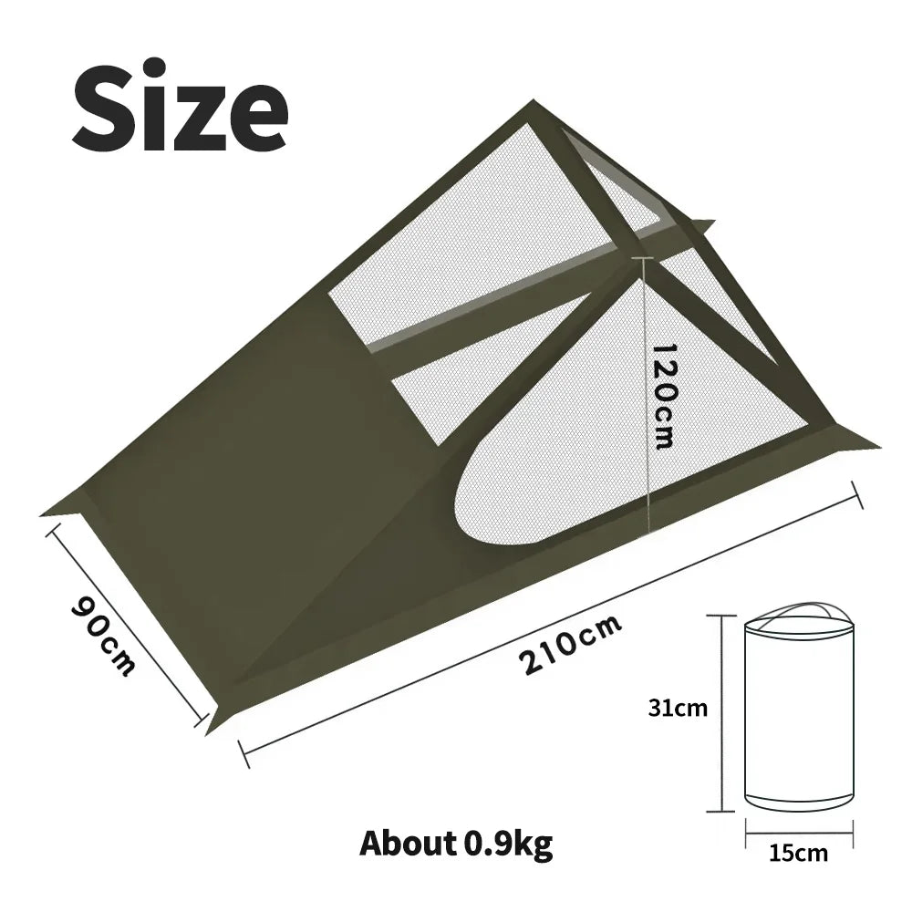 Airy Mesh Tent 1 Person Ultralight Tent Quick Setup Backpacking Shelter Breathable Mosquito Proof for Camping and Trekking WardBoyzPROShop