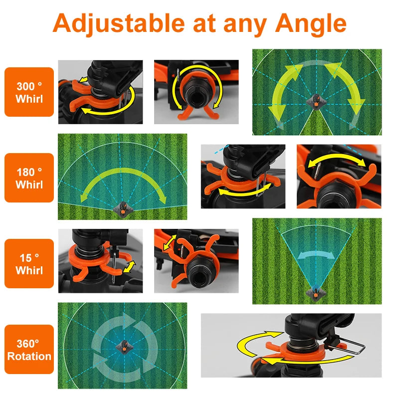 Automatic Garden Watering Lawn Sprinklers 360° Rotation Irrigation Watering System with Nozzle Grass Plant for Farm Outdoor Yard