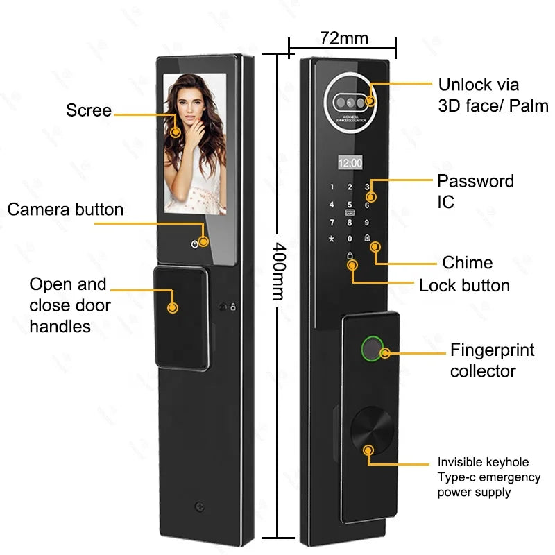 Metallic Security Electric Key Smartlock Wifi Digital Boshi Smart Products Intelligent Look Door With Camera Tuya Oklok Locks