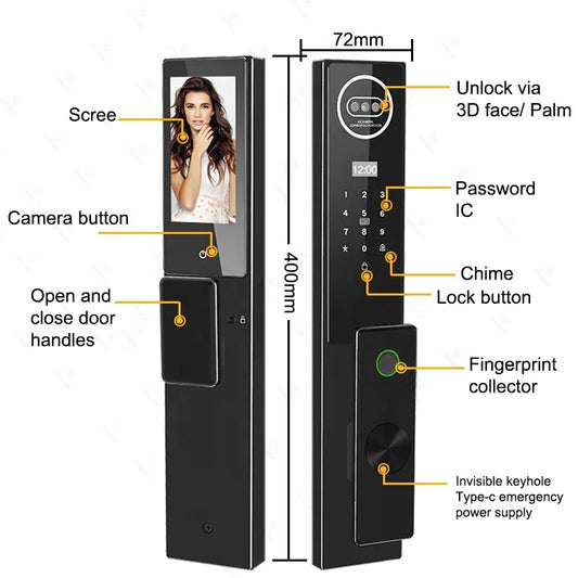 Metallic Security Electric Key Smartlock Wifi Digital Boshi Smart Products Intelligent Look Door With Camera Tuya Oklok Locks
