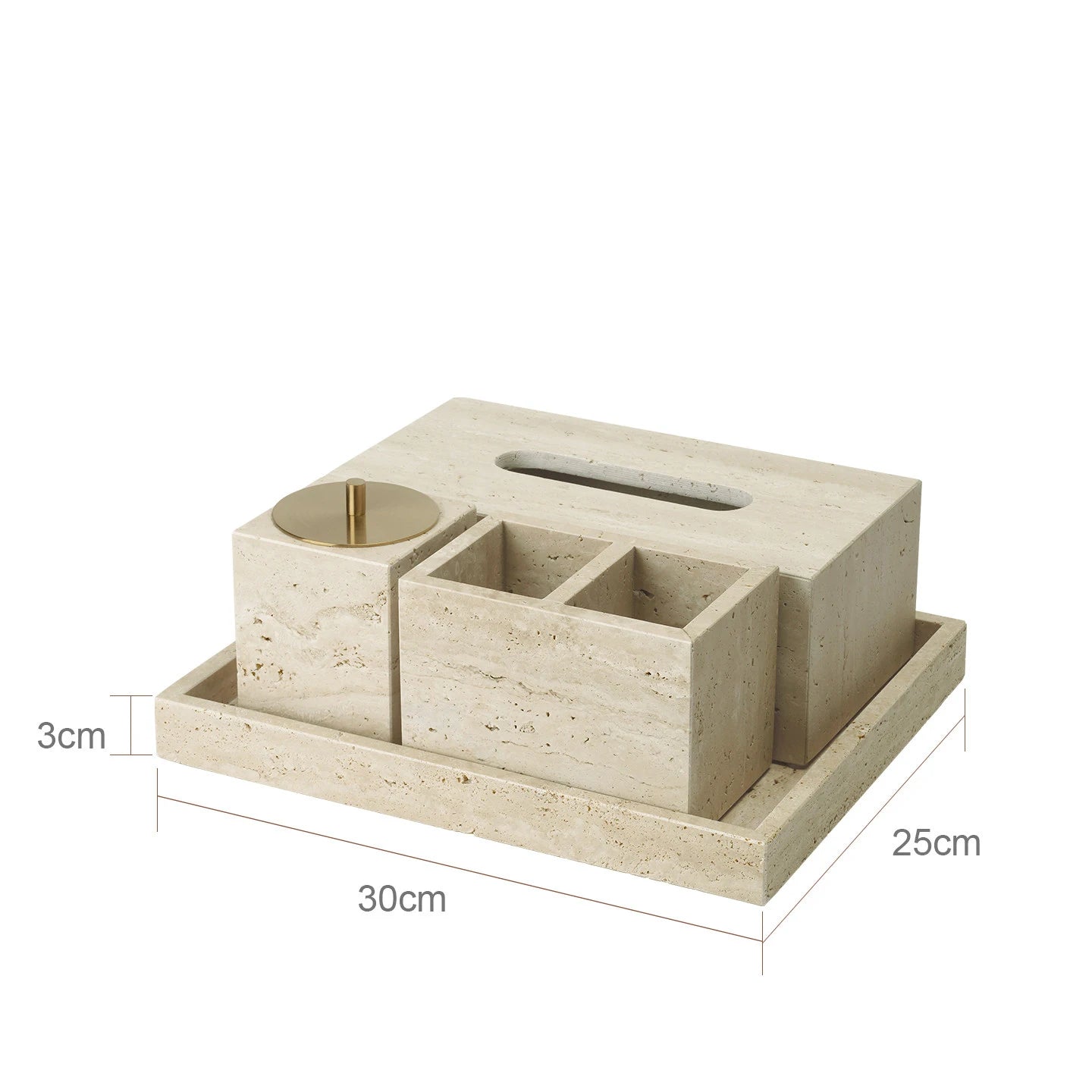 Travertine Bathroom Accessories Set Luxury Soap Dish Soap Dispenser Reed Diffuser Tissue Box Tray Bathroom Set