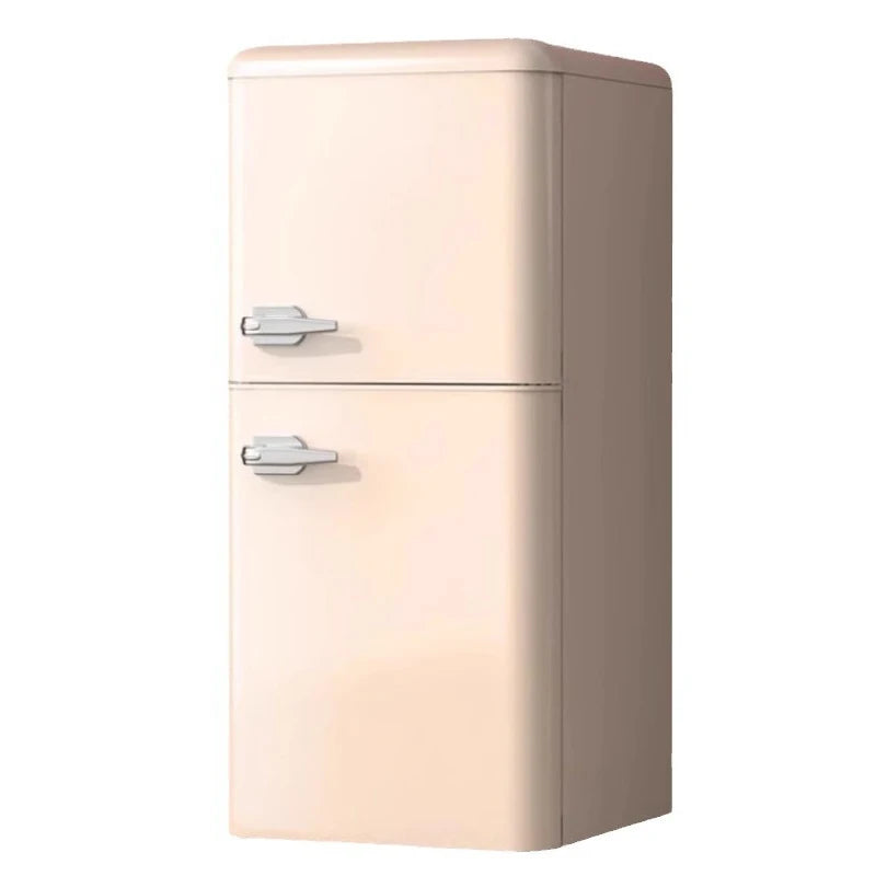 Household Retro Small Energy Saving Refrigerator Double Door Kitchen Small Fridge Freezer for Apartment Home Kitchen Smart