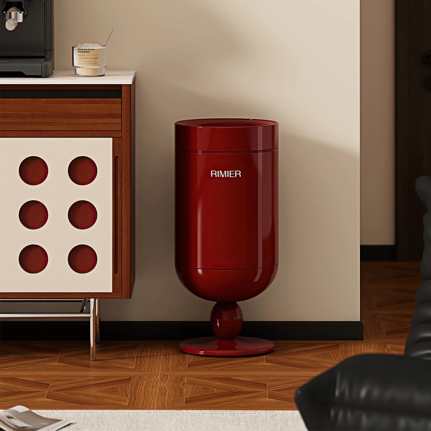 Living room trash can, high appearance, uncovered retro trash can, antique style paper basket，Bedroom trash can