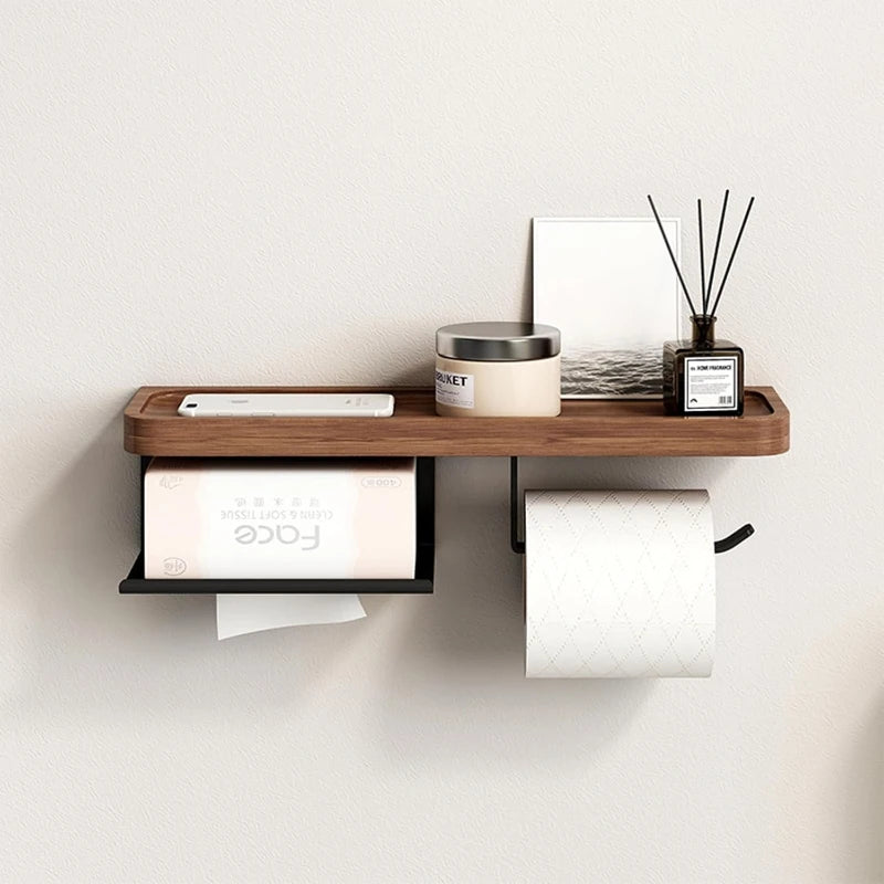 Light Luxury Wooden Wall Mounted Tissue Holder Without Punching Toilet Paper Holder Bathroom Accessories Home Decoration