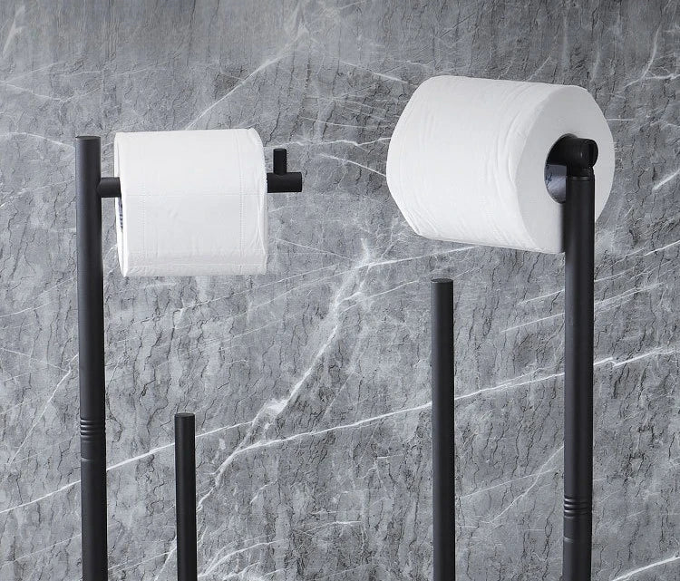 Freestanding Toilet Paper Holder – Multi-Functional Floor Standing Tissue Rack with Toilet Brush Holder for Bathroom