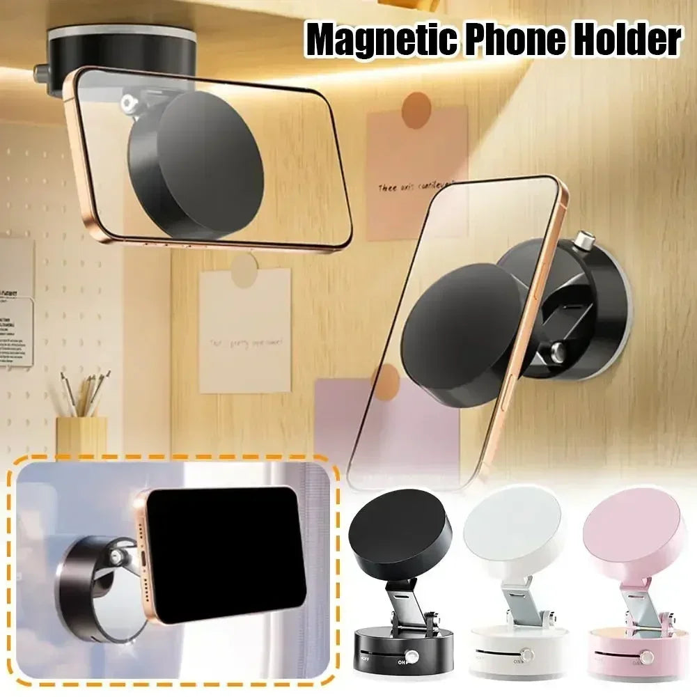 Foldable Car Phone Holder Vacuum Double-sided Magnetic Dashboard GPS Stand for Magsafe iPhone 16-12 Pro Max Samsung Xiaomi Mount WardBoyzPROShop