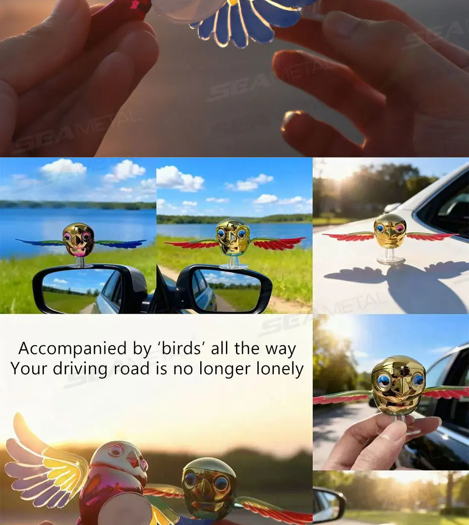 BLALION 2025 New Simulated Flying Bird Car Ornament Wing can Swing Wind-Powered Bird in Flight Decor Car Moto Bicycle Decoration