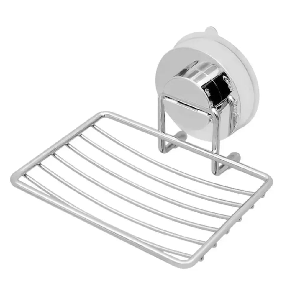 Wall Mounted Vacuum Suction Cup Soap Dish No-Drilling Stainless steel Bathroom Sponge Holder Self Draining Heavy Duty