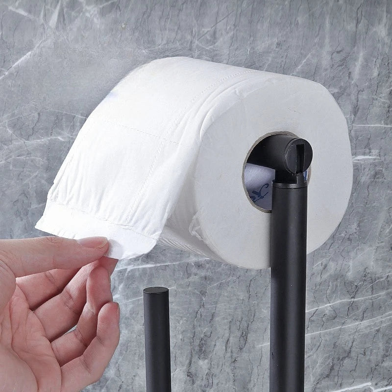 Freestanding Toilet Paper Holder – Multi-Functional Floor Standing Tissue Rack with Toilet Brush Holder for Bathroom