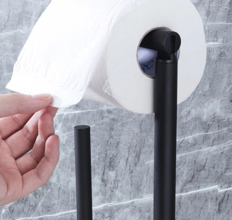 Freestanding Toilet Paper Holder – Multi-Functional Floor Standing Tissue Rack with Toilet Brush Holder for Bathroom