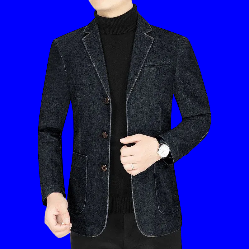 Men Black Casual Denim Blazers Jackets Quality Male Autumn Business Slim Fit Blazers Coats Jeans Jackets Mens Clothing Size 4XL