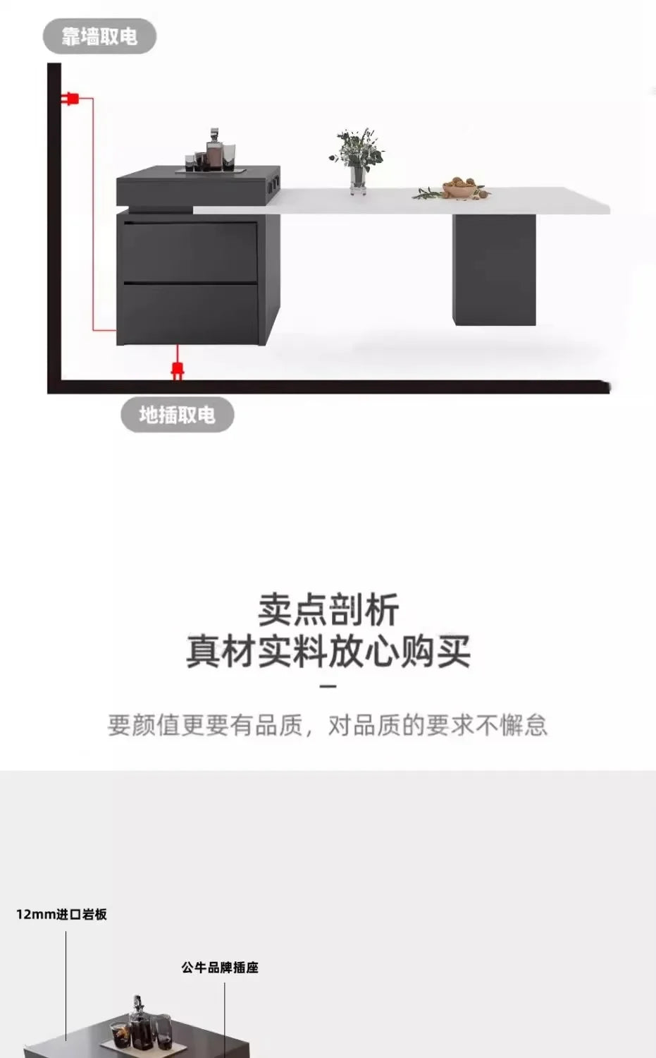 Kitchen Island Cart with Extendable Dining Table for 4-6 Person Rolling Kitchen Island with Slate Top Storage Kitchen Island Bar