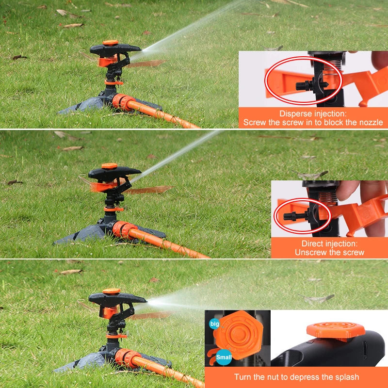 Automatic Garden Watering Lawn Sprinklers 360° Rotation Irrigation Watering System with Nozzle Grass Plant for Farm Outdoor Yard