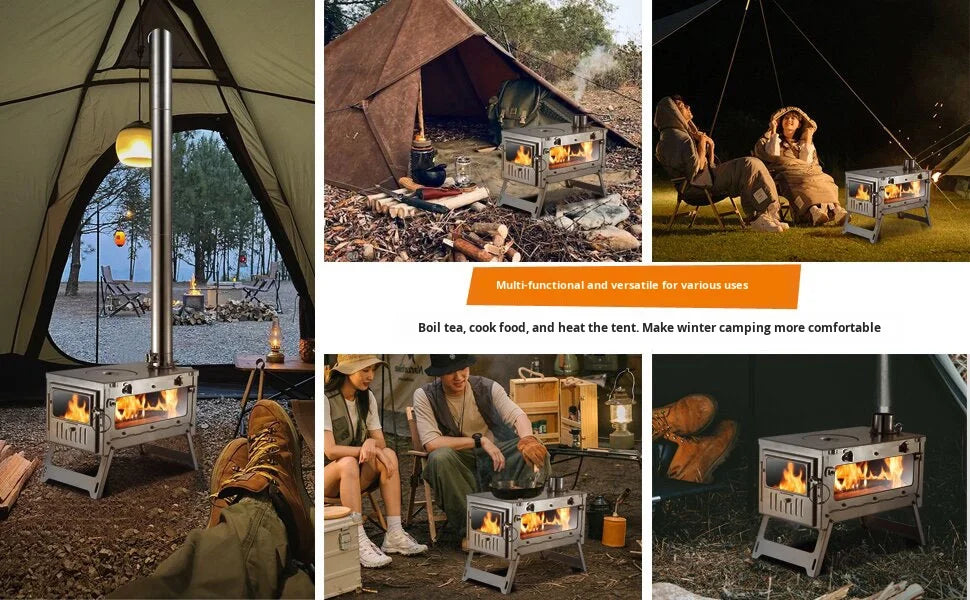 Hot Tent Stove Ultralight Wood Burning Stove For Tent Outdoor Camping Firewood Oven For Winter Backpacking