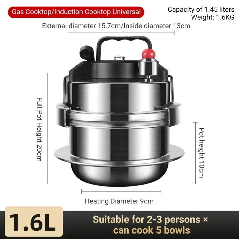 1.6L/2L Pressure Cooker Outdoor Camping Portable Micro Pressure Cooker Household 304 Stainless Steel 5-minute Quick Cooking Pot