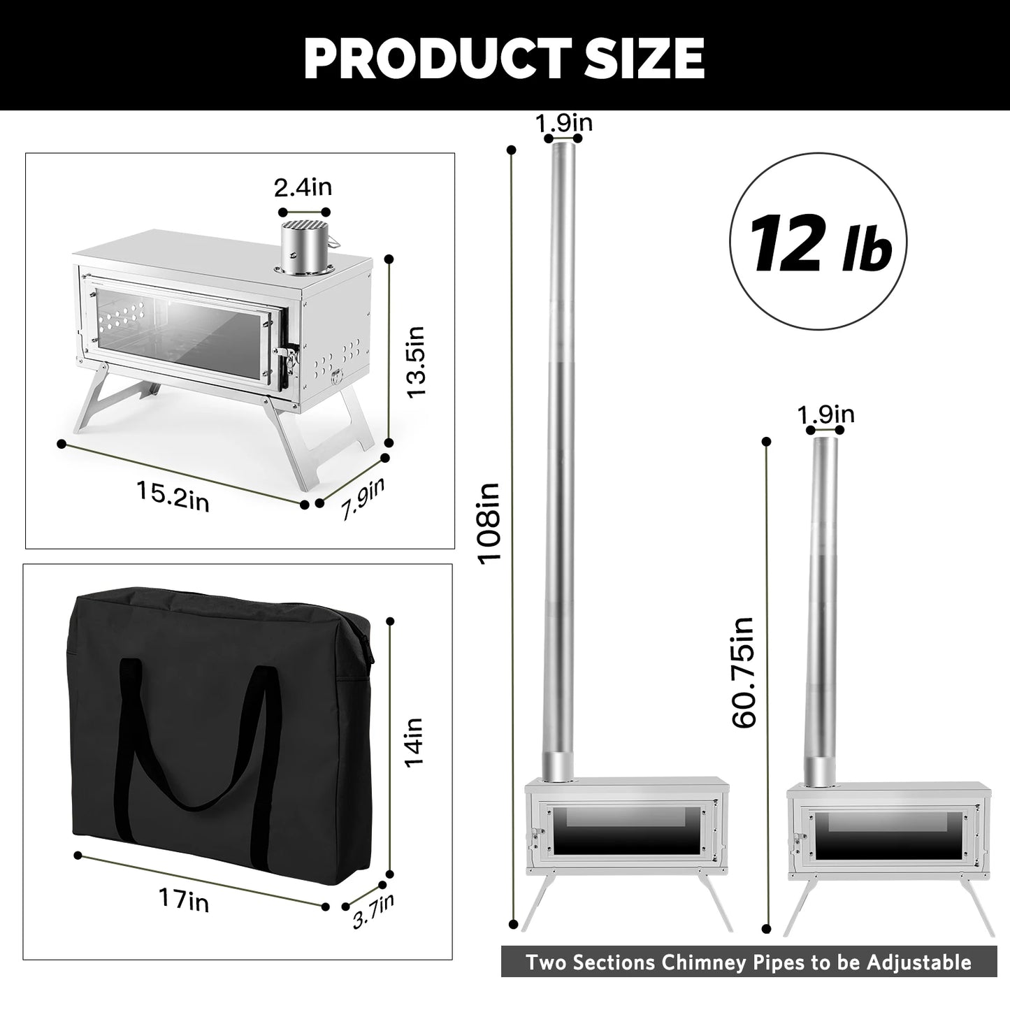 CHANGE MOORE Outdoor Portable Folding Secondary Conbustion Camping Wood Stove Detachable Burning Wood Stove Winter Camping