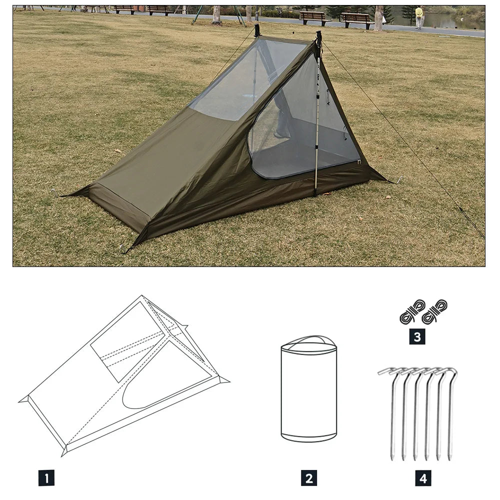Airy Mesh Tent 1 Person Ultralight Tent Quick Setup Backpacking Shelter Breathable Mosquito Proof for Camping and Trekking WardBoyzPROShop