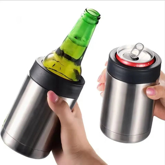 Stainless Steel Beer Bottle Can Cooler Double Layer Insulated Keep Beer Cola Drink Beverage Cold Keeper with Bottle Opener WardBoyzPROShop