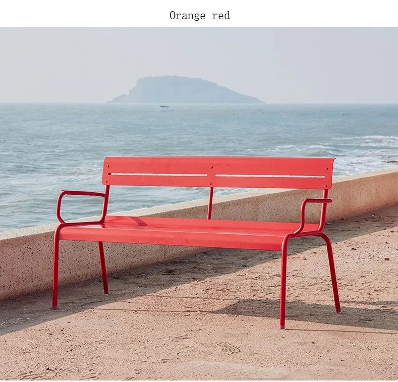 Outdoor Courtyard Leisure Bench Outdoor Garden Terrace Aluminum Alloy Double Bench Balcony Back Bench