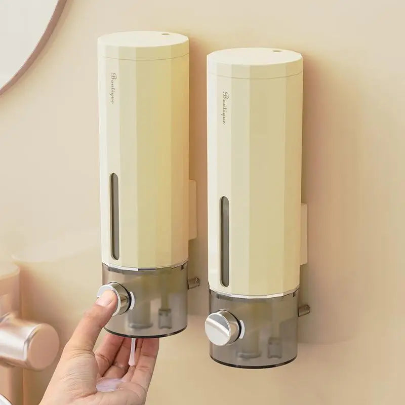 Wall Mounted Soap Dispenser No Drilling Clear Window Suitable for Shampoo Body Wash for Bathroom Shower Room