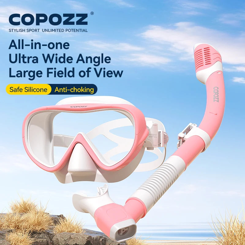 COPOZZ Professional  Diving Mask Full Vision Mask Underwater Snorkel Mask Set Swimming Snorkel HD Anti Fog Diving Equipment WardBoyzPROShop